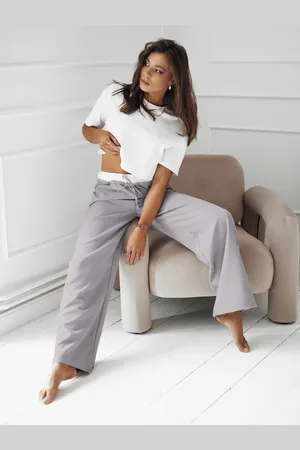 D-Street Spodnie damskie wide leg DARAMY szare