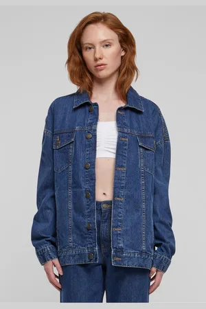 Urban classics Dámská oversized džínová bunda z 90. let - tmavě