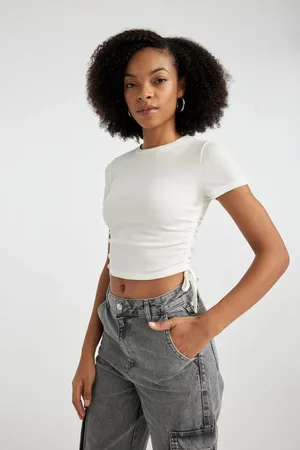 DeFacto Fitted Crew Neck Ribbed Camisole Short Sleeve T-Shirt