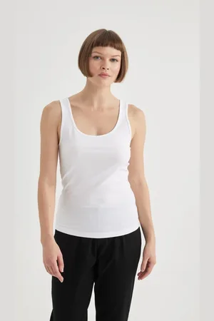 DeFacto Fall In Love Regular Fit Cotton Basic Plain White Undershirt