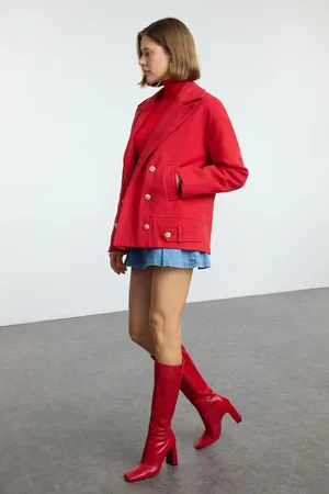Trendyol Red Button Detailed Soft Texture Regular Short Coat
