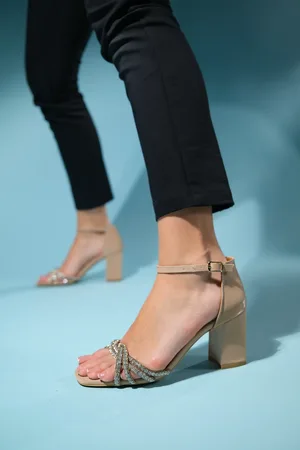 LuviShoes RIVER Beige Stoned Shiny Women
