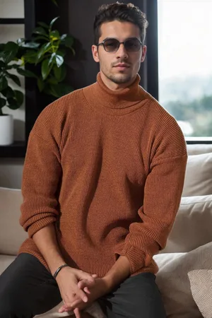 Dewberry 18701 Turtleneck Mens Knitwear-CINNAMON