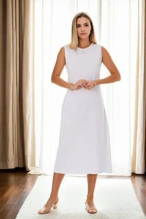 Dewberry E4385 Womens Long Dress-WHITE