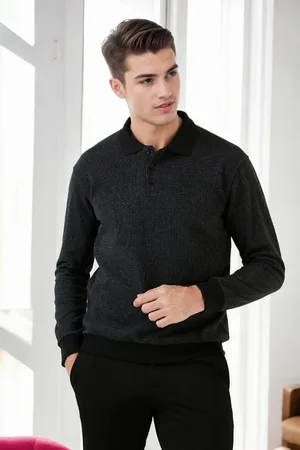 Dewberry 77856 Polo Neck Mens Sweater-ANTHRACITE