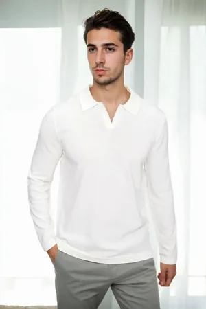 Dewberry 86813 Polo Neck Long Sleeve Knitwear-EKRU