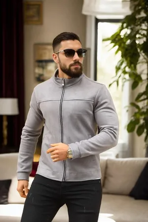 Dewberry 24285 Suede Mens Jacket-GREY