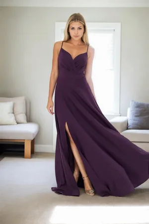 Dewberry 74886 Rope Strap Slit Evening & Graduation Dress-MOR