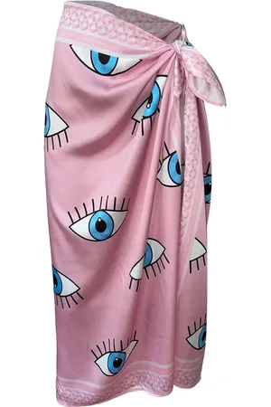 Dewberry 71058 Patterned Shiny Fabric Women Pareo-PINK
