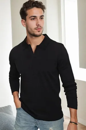 Dewberry 86813 Polo Neck Long Sleeve Knitwear-BLACK
