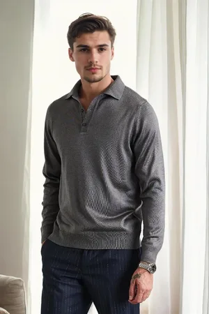 Dewberry 28296 Polo Neck Mens Knit Sweater-ANTHRACITE