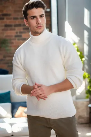 Dewberry 18701 Turtleneck Mens Knitwear-EKRU
