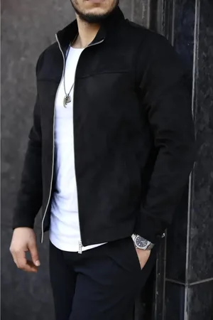 Dewberry 24285 Suede Mens Jacket-BLACK