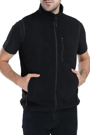 Dewberry 79233 Ghsy Multi-Pocket Fleece Mens Vest-BLACK