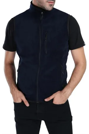 Dewberry 79233 Ghsy Multi-Pocket Fleece Mens Vest-NAVY