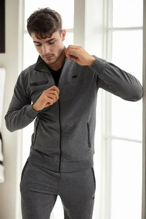 Dewberry 51357 Plus Size Mens Tracksuit Set-ANTHRACITE
