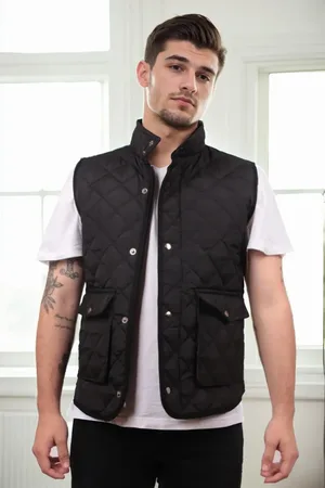 Dewberry 83925 Mens Vest with Side Pockets-BLACK