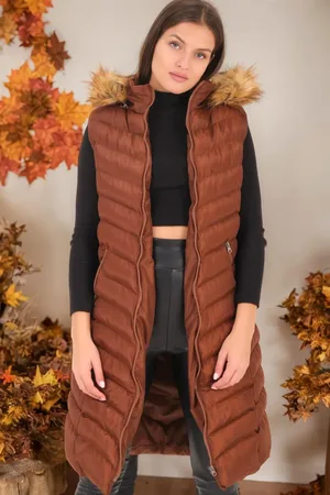 Dewberry Z6684 LADIES VEST-FLAT LIGHT BROWN