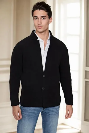 Dewberry 87095 Mens Knitwear Cardigan-BLACK