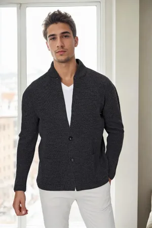 Dewberry 87095 Mens Knitwear Cardigan-ANTHRACITE