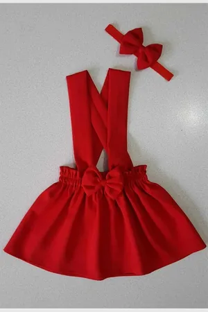 Dewberry N2436 Girls Crepe Dress Bandana-RED