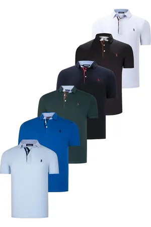 Dewberry SIX SET T8582 MENS T-SHIRT-BLACK-WHITE-NAVY BLUE-GREEN-SAKS BABY BLUE