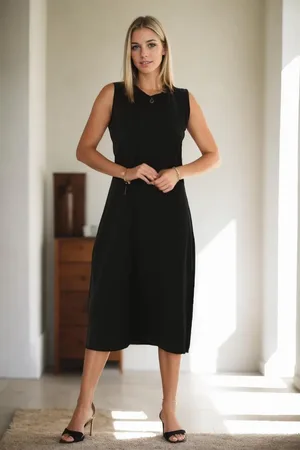 Dewberry E4385 Womens Long Dress-BLACK