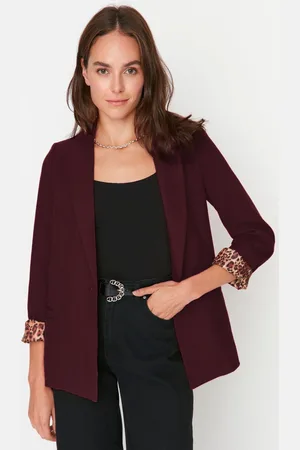 Trendyol Claret Red Regular Lined Detailed Blazer Jacket