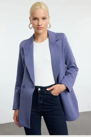 Trendyol Indigo Lined Double Breasted Blazer Jacket