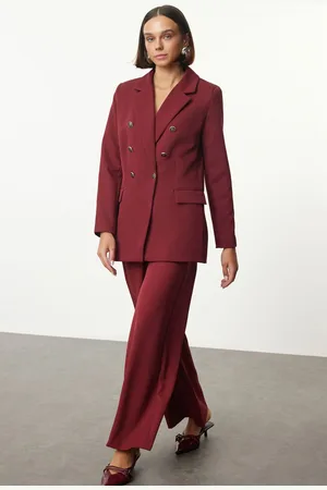 Trendyol Burgundy Button Detailed Blazer Jacket