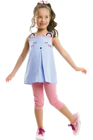 Denokids Blue Sleepy Girl Tunic Tights Set