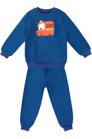 Denokids Firefighter Baby Boy Navy Blue Tracksuit Set