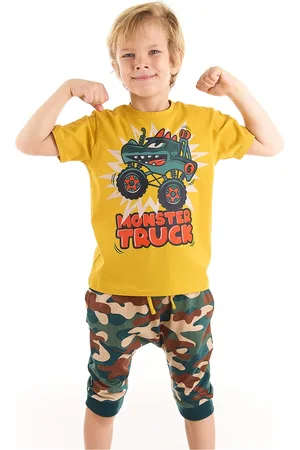 Denokids Monster Truck Boys T-shirt Capri Shorts Set