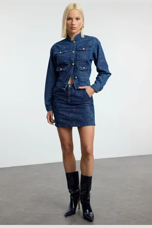 Trendyol Indigo Effect High Waist Mini Denim Skirt