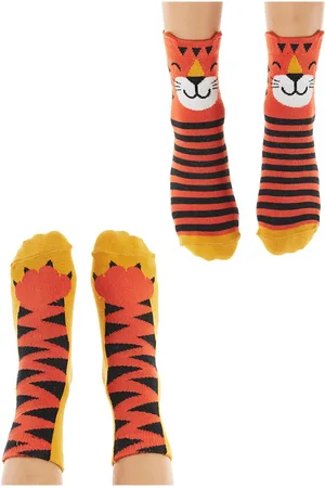 Denokids Tiger Boys 2-Pair Crewneck Sock Set