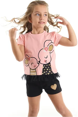 Denokids Cute Mouse Girls Kids T-shirt Shorts Set
