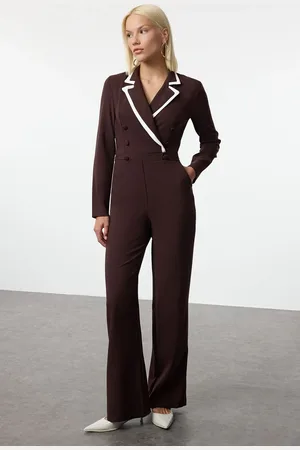 Trendyol Brown Buttoned Woven Overalls