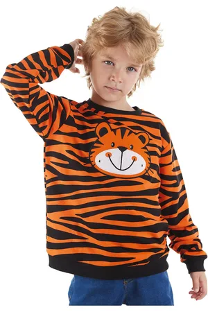 Denokids Tiger Applique Boy Sweatshirt