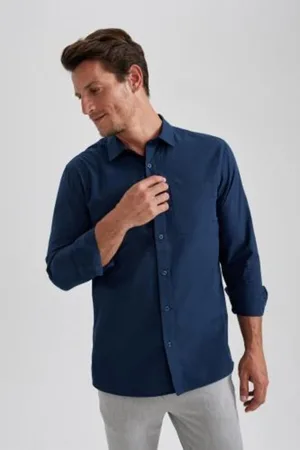 DeFacto Regular Fit Poplin Long Sleeve Shirt