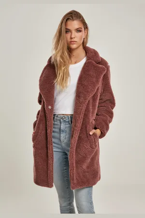 Urban classics Dámský oversized kabát Sherpa darkrose