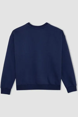 DeFacto Relax Fit Crew Neck Printed Thick Sweatshirt