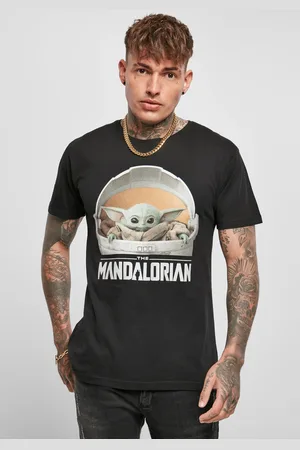 Merchcode Dětské tričko s logem Yoda Mandalorian, černé