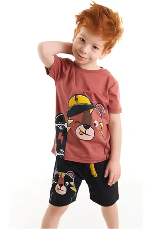 Denokids Skateboard Chlapecké tričko Black Shorts Set