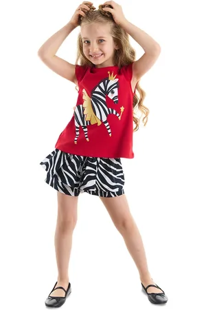 Denokids Ballerina Zebra Girls Dětské tričko Kraťasy Set