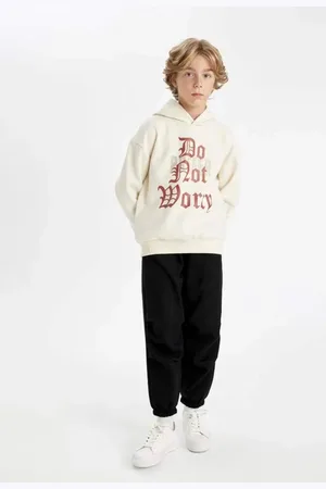 DeFacto Boys Black Elastic Waistband Pocket Basic Plain Jogger Sweatpants C2093a824au