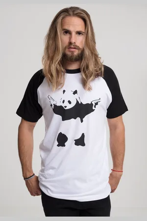 Merchcode Brandalised - Banksy´s Graffiti Panda Raglan Tee wht/blk