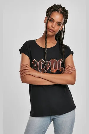 Merchcode Dámské tričko s napětím AC/DC černé