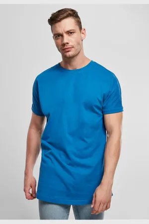 Urban classics Sportovní modré tričko Long Shaped Turnup