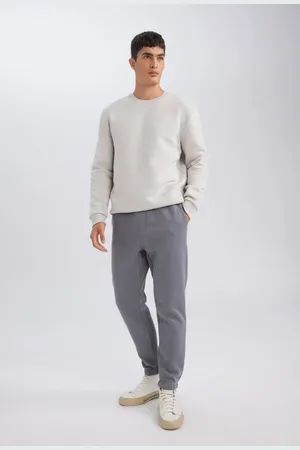 DeFacto Relax Fit Waist Tie Elastic Leg Pocket Basic Plain Thick Jogger Sweatpants