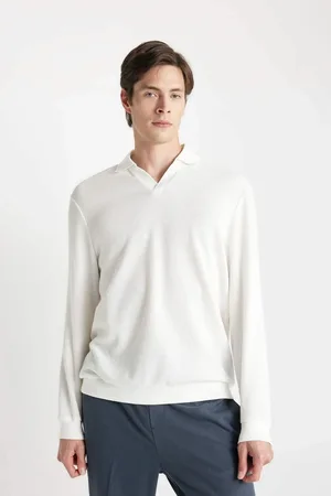 DeFacto Regular Fit Polo Neck Jacquard Knitwear Sweatshirt